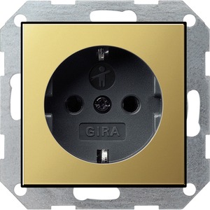 Розетка силовая Gira 0453604 System 55 Розетка с заземляющими контактами латунь/черный