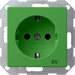 Розетка силовая Gira 045502 System 55 Розетка с заземляющими контактами SV глянцевый зеленый