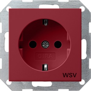 Розетка силовая Gira 044902 System 55 Розетка с заземляющими контактами WSV глянцевый красный 0449 02