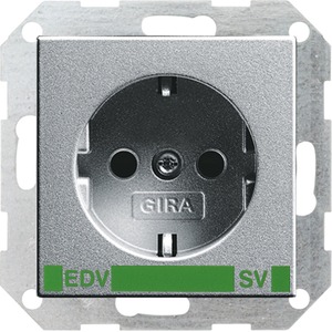 Розетка силовая Gira 046326 System 55 Розетка с заземляющими контактами EDV SV алюминий