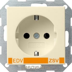 Розетка силовая Gira 046401 System 55 Розетка с заземляющими контактами EDV ZSV глянцевый кремовый