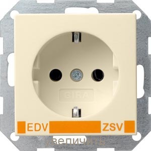 Розетка силовая Gira 046401 System 55 Розетка с заземляющими контактами EDV ZSV глянцевый кремовый