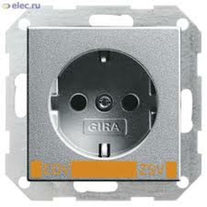 Розетка силовая Gira 046426 System 55 Розетка с заземляющими контактами EDV ZSV алюминий