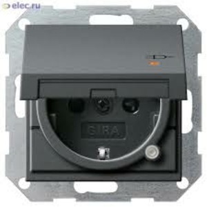 Розетка силовая Gira 276328 System 55 Розетка с заземляющими контактами антрацит