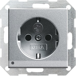Розетка силовая Gira 117026 System 55 Розетка с заземляющими контактами алюминий
