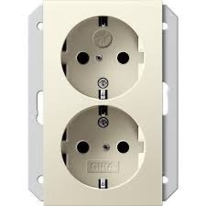 Розетка силовая Gira 273501 System 55 Двойная розетка с заземляющими контактами глянцевый кремовый