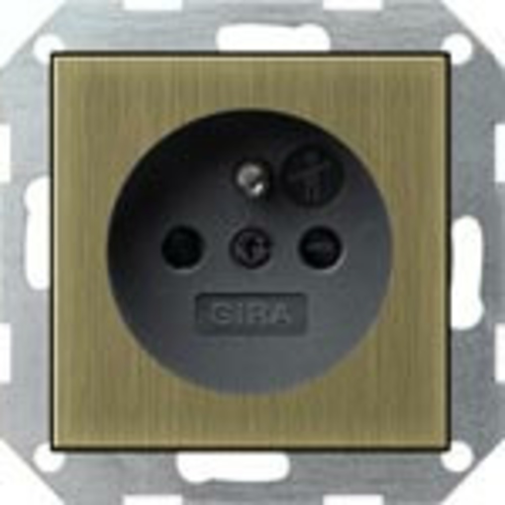 Розетка силовая Gira 0485604 System 55 Розетка со штырьевым заземляющим контактом латунь/черный