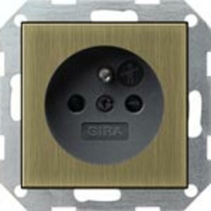 Розетка силовая Gira 0485604 System 55 Розетка со штырьевым заземляющим контактом латунь/черный