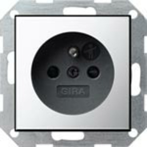 Розетка силовая Gira 0485605 System 55 Розетка со штырьевым заземляющим контактом хром/черный