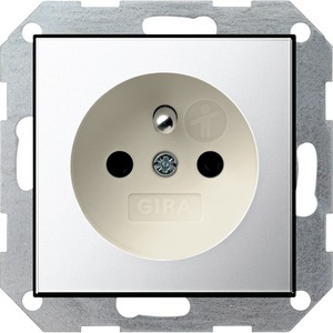 Розетка силовая Gira 0485615 System 55 Розетка со штырьевым заземляющим контактом хром/кремовый