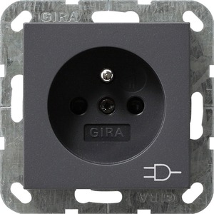 Розетка силовая Gira 119028 System 55 Розетка со штырьевым заземляющим контактом антрацит
