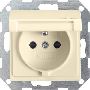 Розетка силовая Gira 048801 System 55 Розетка со штырьевым заземляющим контактом глянцевый кремовый