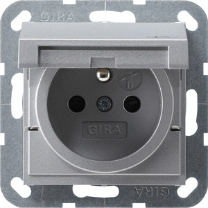 Розетка силовая Gira 048826 System 55 Розетка со штырьевым заземляющим контактом алюминий