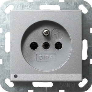 Розетка силовая Gira 117226 System 55 Розетка со штырьевым заземляющим контактом алюминий