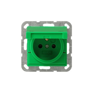 Розетка силовая Gira 047802 System 55 Розетка со штырьевым заземляющим контактом глянцевый зеленый