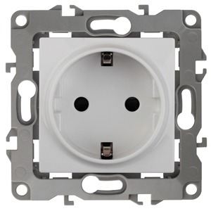 Розетка силовая ЭРА 12-2101-01 2P+E Schuko, 16АХ-250В, Эра12, белый