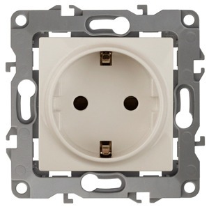 Розетка силовая ЭРА 12-2101-02 2P+E Schuko, 16АХ-250В, Эра12, слоновая кость