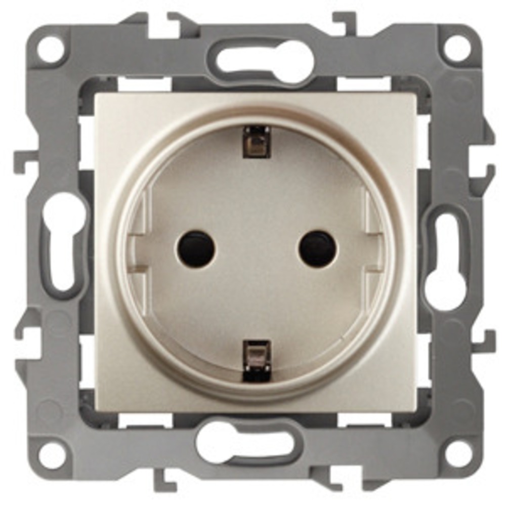 Розетка силовая ЭРА 12-2101-04 2P+E Schuko, 16АХ-250В, Эра12, шампань