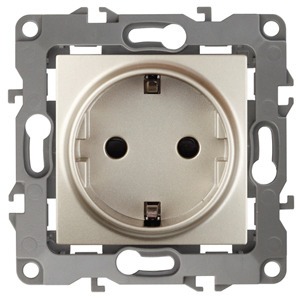 Розетка силовая ЭРА 12-2101-04 2P+E Schuko, 16АХ-250В, Эра12, шампань