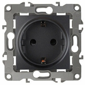 Розетка силовая ЭРА 12-2101-05 2P+E Schuko, 16АХ-250В, Эра12, антрацит
