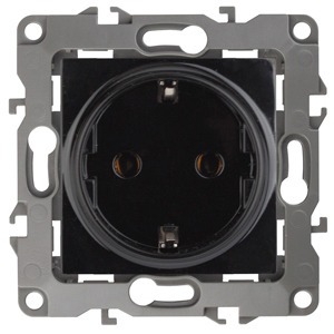 Розетка силовая ЭРА 12-2101-06 2P+E Schuko, 16АХ-250В, Эра12, чёрный