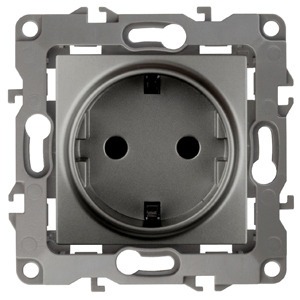 Розетка силовая ЭРА 12-2101-12 2P+E Schuko, 16АХ-250В, Эра12, графит