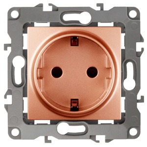 Розетка силовая ЭРА 12-2101-14 2P+E Schuko, 16АХ-250В, Эра12, медь