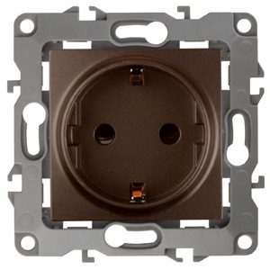 Розетка силовая ЭРА 12-2102-13 2P+E Schuko со шторками, 16АХ-250В, Эра12, бронза