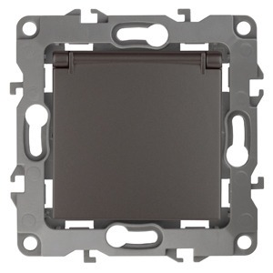 Розетка силовая ЭРА 12-2103-13 2P+E Schuko со шторками с крышкой, 16АХ-250В, Эра12, бронза