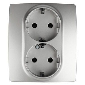 Розетка силовая ЭРА 12-2104-03 2X2P+E Schuko со шторками, 16АХ-250В, Эра12, алюминий