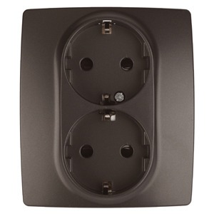 Розетка силовая ЭРА 12-2104-13 2X2P+E Schuko со шторками, 16АХ-250В, Эра12, бронза