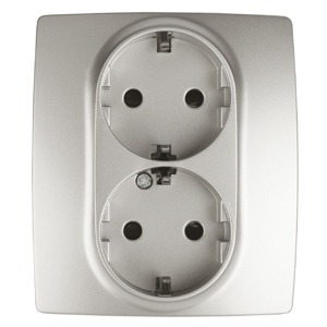 Розетка силовая ЭРА 12-2104-15 2X2P+E Schuko со шторками, 16АХ-250В, Эра12, перламутр