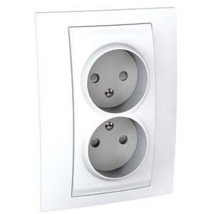 Розетка силовая Schneider Electric Unica Розетка 2-ая б/з с защитными шторками винт. зажим, литая (MGU23.063.18D)