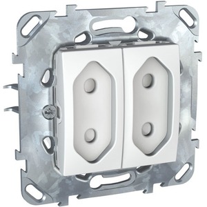 Розетка силовая Schneider Electric Unica Розетка 2-ая, б/з, 10А, со шторками, для узких вилок (MGU5.3131.18ZD)
