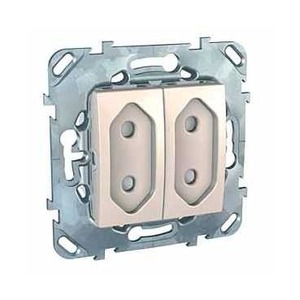 Розетка силовая Schneider Electric Unica Розетка 2-ая, б/з, 10А, со шторками, для узких вилок (MGU5.3131.25ZD)