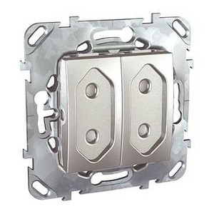 Розетка силовая Schneider Electric Unica Top Розетка 2-ая, б/з, 10А, со шторками, для узких вилок (MGU5.3131.30ZD)