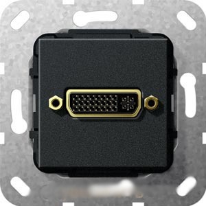 Розетка аудио/видео Gira 564410 System 55 Вставка DVI черный матовый