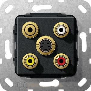 Розетка аудио/видео Gira 566310 System 55 Вставка аудио видео и S-Video черный матовый