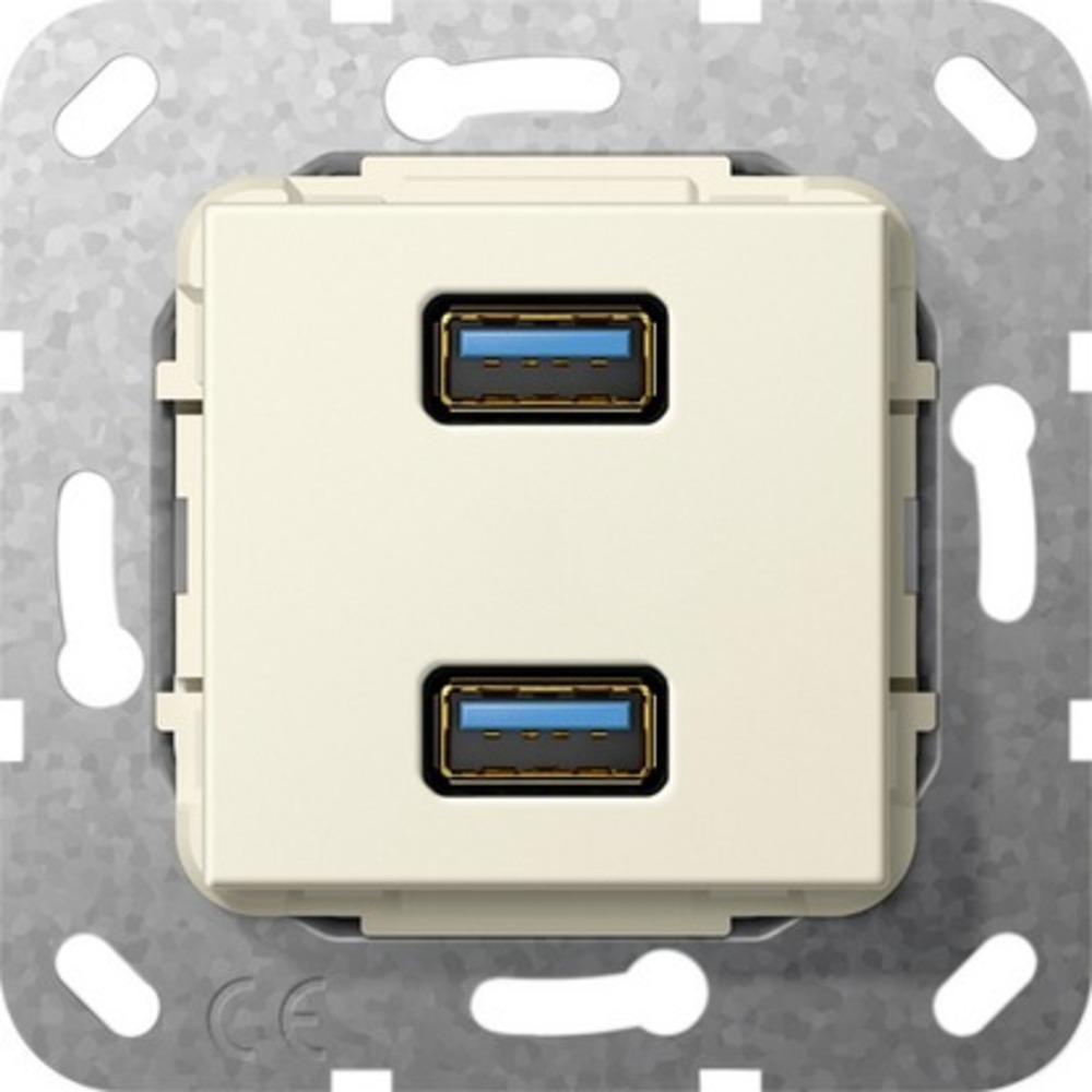 Розетка аудио/видео Gira 568501 System 55 Вставка USB 3.0 типа A глянцевый кремовый