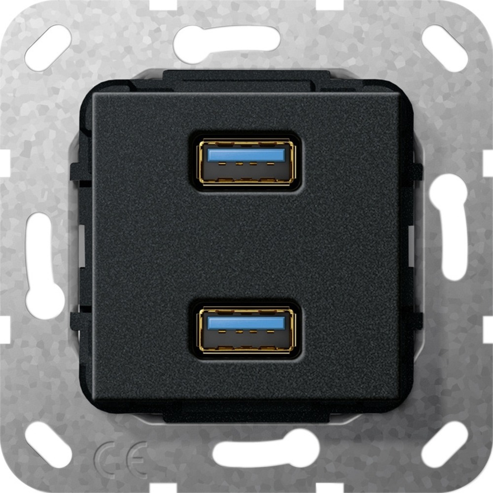 Розетка аудио/видео Gira 568510 System 55 Вставка USB 3.0 типа A черный матовый