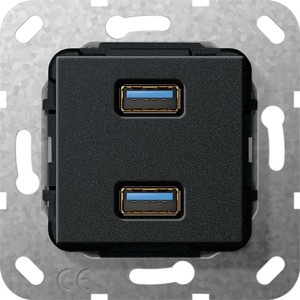 Розетка аудио/видео Gira 568510 System 55 Вставка USB 3.0 типа A черный матовый
