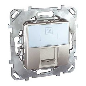 Розетка RJ 45 и телефон Schneider Electric Unica Top Розетка комп. 1-ая кат 6 с полем для надписи (RJ45) (MGU5.425.30ZD)