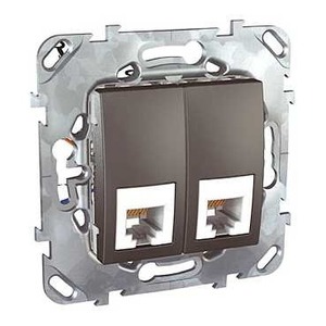 Розетка RJ 45 и телефон Schneider Electric Unica Top Розетка ТЛФ 2-ая 6 контактов (RJ 12) (MGU5.9191.12ZD)