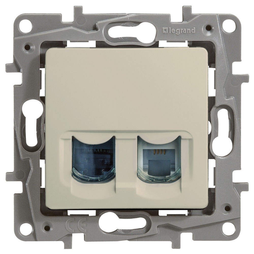 Розетка RJ 45 и телефон Legrand 672352 Etika
