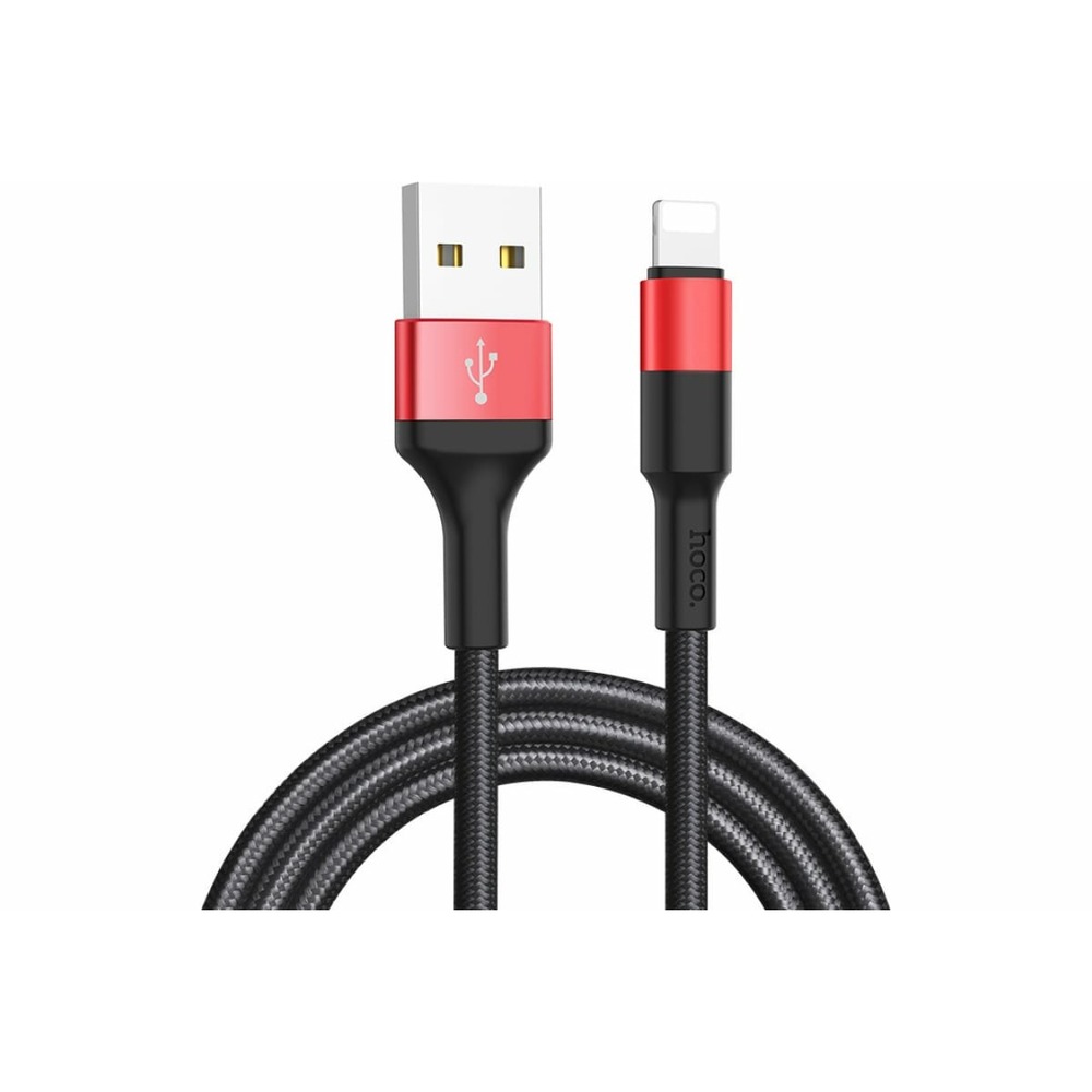 Кабель USB 2.0 Тип A - Lightning hoco 6957531080190 X26, черно-красный 1.0m