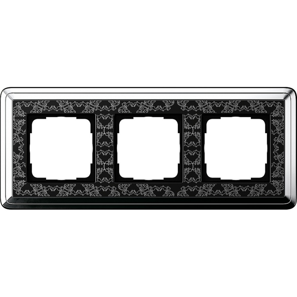 Рамка 3 поста Gira 0213682 ClassiX Art Рамка 3-местн. хром-черный