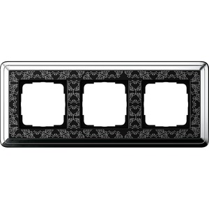 Рамка 3 поста Gira 0213682 ClassiX Art Рамка 3-местн. хром-черный