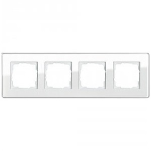 Рамка 4 поста Gira 0214512 Esprit Рамка 4-местн. Glass C белое стекло