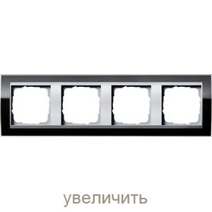 Рамка 4 поста Gira 0214736 Event Рамка 4-местн. черный. центральные вставки, алюминий