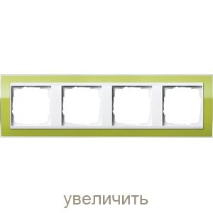 Рамка 4 поста Gira 0214743 Event Рамка 4-местн. зеленый. центральные вставки, глянцевые белые
